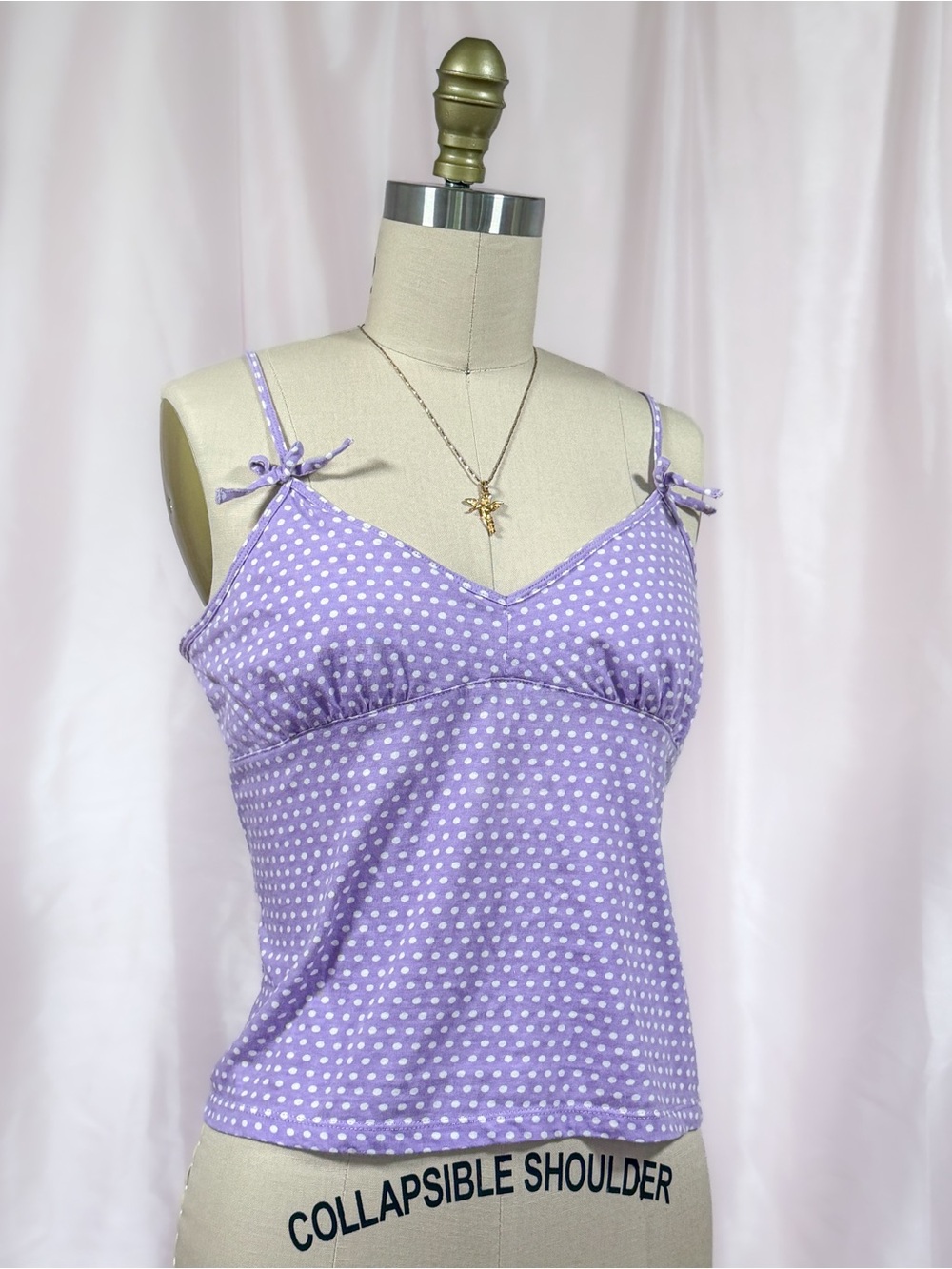 Vintage Y2K Cotton Polka Dot Lavender Camisole